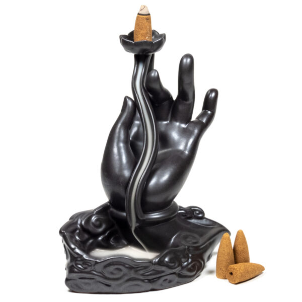 Hand mit Lotus - Backflow Kegelhalter