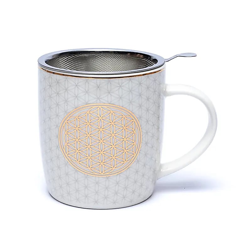 Kräuterteetasse Blume des Lebens inkl. Sieb