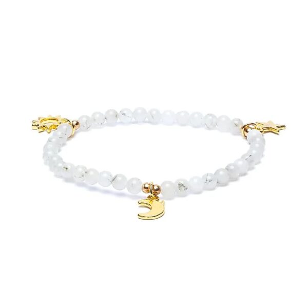 Kugelarmband Mondstein Sonne, Mond & Stern