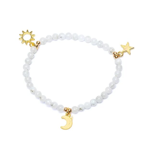 Kugelarmband Mondstein Sonne, Mond & Stern – Bild 2