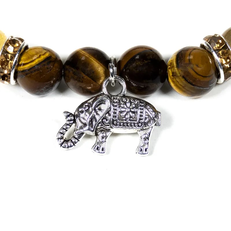 Tigerauge-Rutilquarz Armband mit Elefant