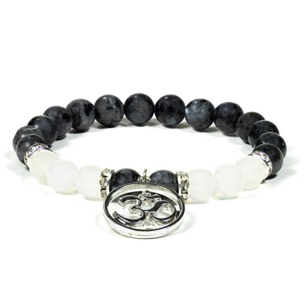Labradorit-Friedensachat Armband mit OM