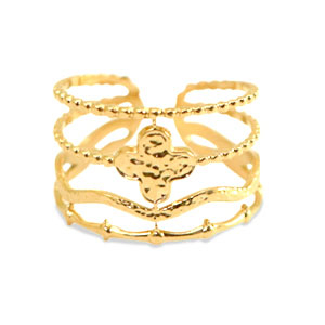 Quattro Blume gold - Edelstahl-Ring