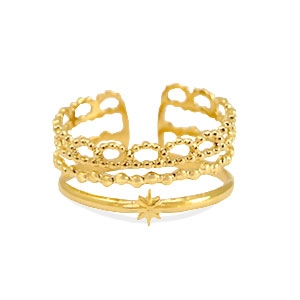 Trio Stern gold - Edelstahl-Ring