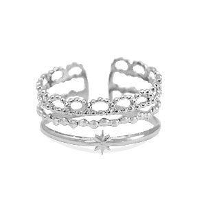 Trio Stern silber - Edelstahl-Ring