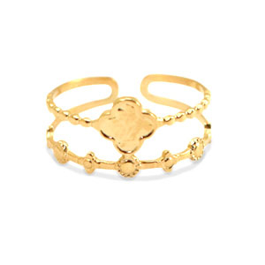 Duo Blume gold - Edelstahl-Ring