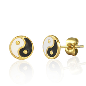 Yin Yang - Edelstahl Ohrstecker gold