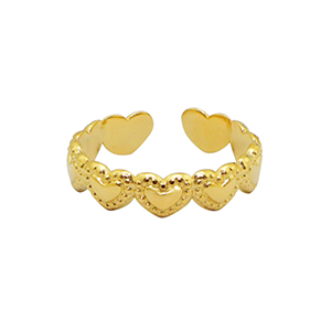 Herzen gold - Edelstahl-Ring
