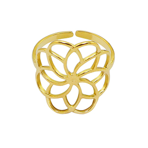 Blume gold - Edelstahl-Ring