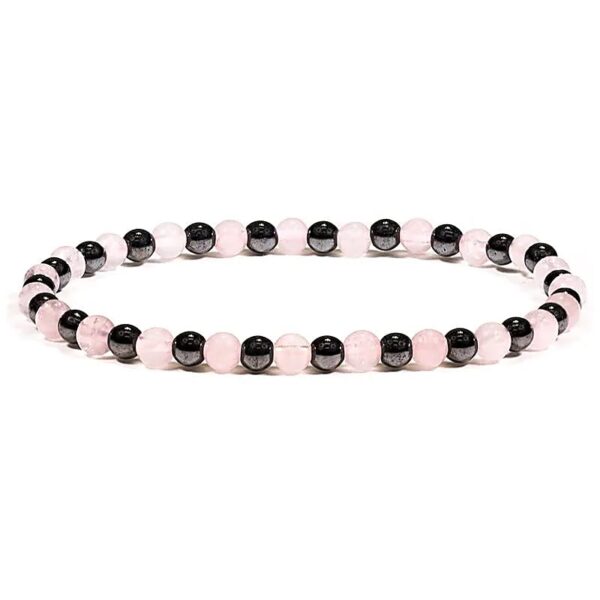 Kugelarmband Rosenquarz & Hämatit 4 mm