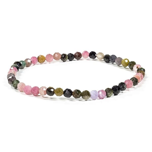 Kugelarmband facettierte bunte Turmaline 4 mm