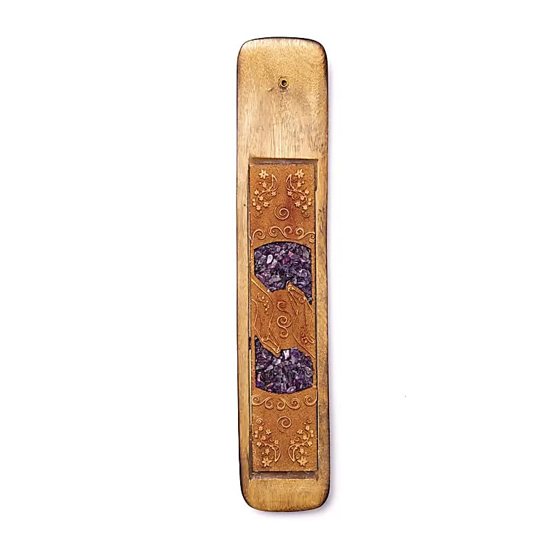 Heilende Hände Räucherstäbchenhalter mit Amethyst