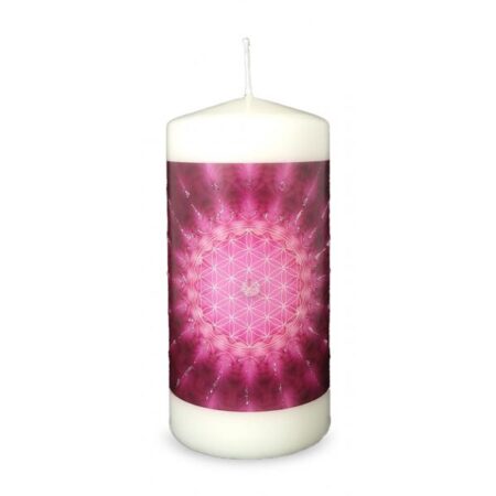 Blume des Lebens Energiekerze pink