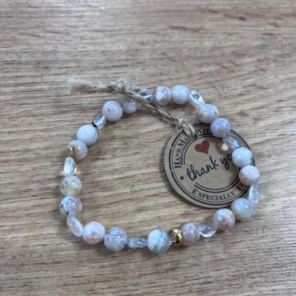 Stein Armband - Kirschblüten-Achat, Bergkristall