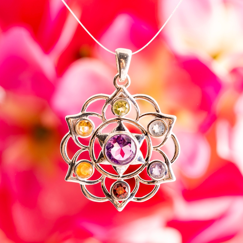 Mandala Anhänger mit Chakrasteinen