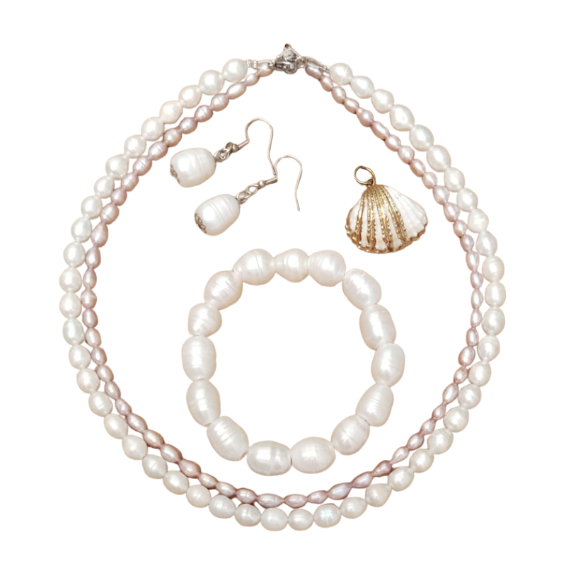 Süßwasserperlen-Collier rosé