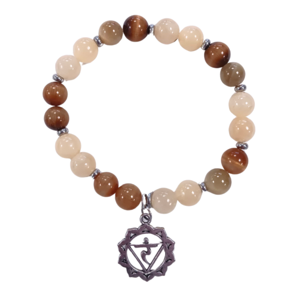 Solarplexus-Chakra Armband - Calcit & Tigerauge