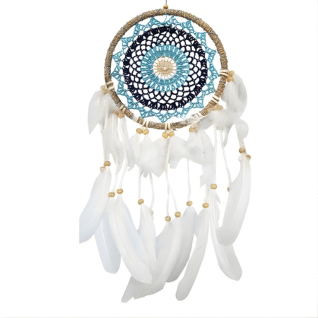 Traumfänger gehäkelt in türkis-blau