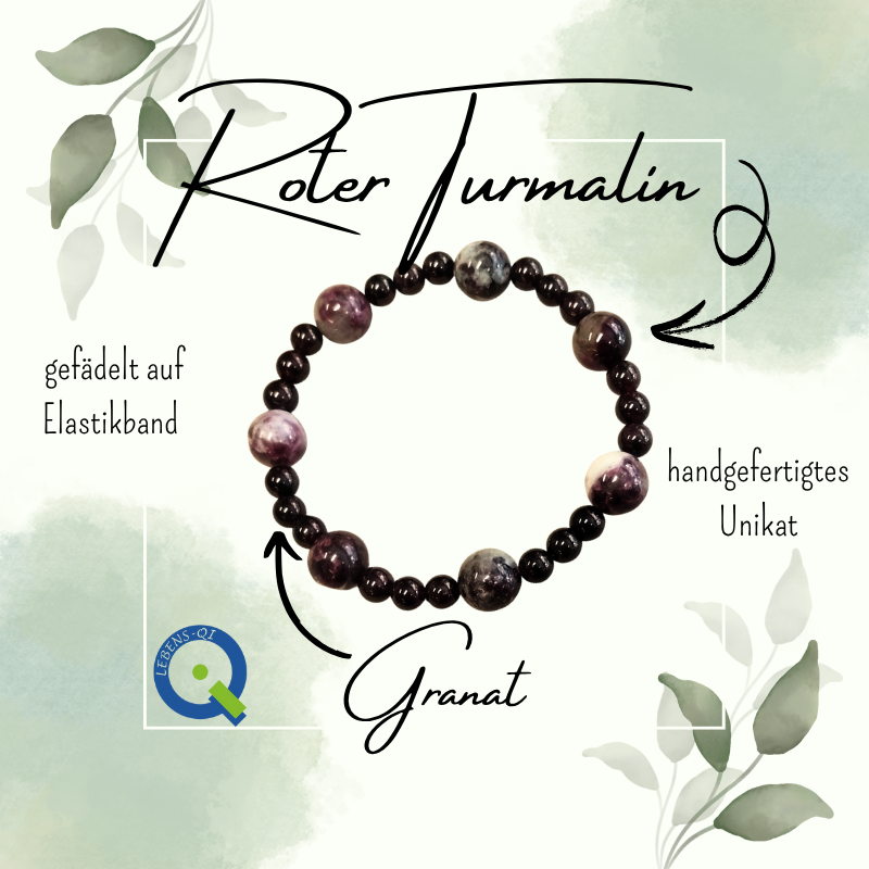 Stein Armband – Roter Turmalin und Granat