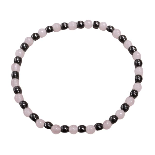 Kugelarmband Rosenquarz & Hämatit 4 mm – Bild 2