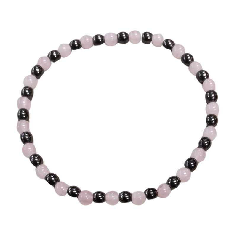 Kugelarmband Rosenquarz & Hämatit 4 mm