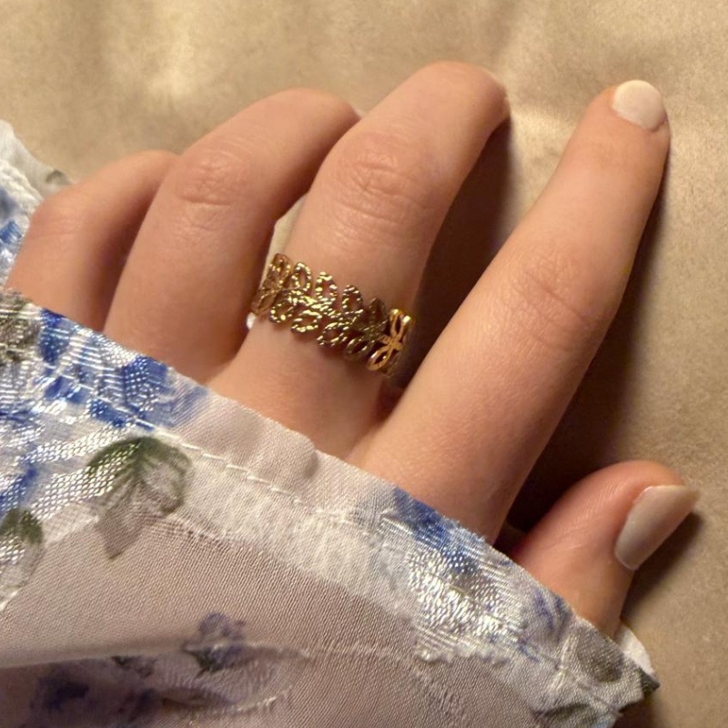 Blätterranke gold – Edelstahl-Ring