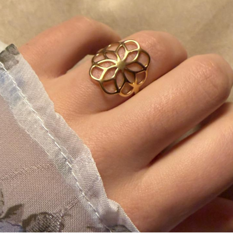 Blume gold – Edelstahl-Ring