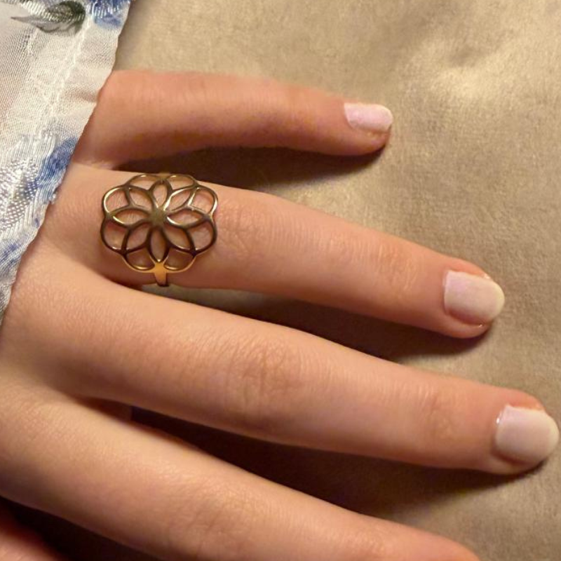 Blume gold - Edelstahl-Ring – Bild 3