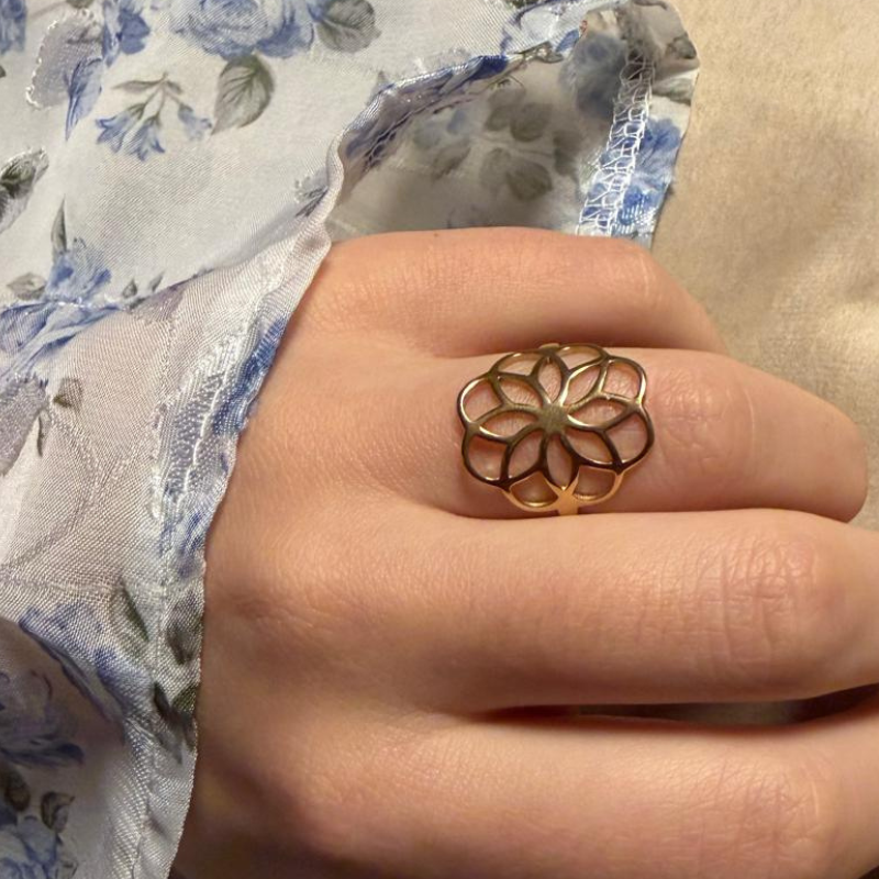 Blume gold - Edelstahl-Ring – Bild 4