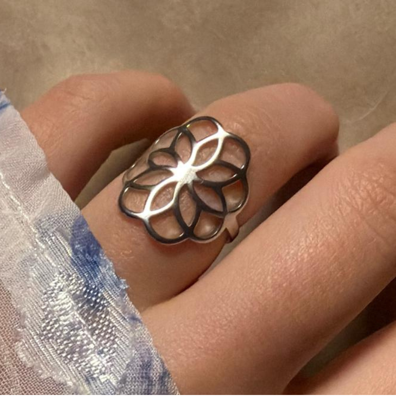 Blume silber – Edelstahl-Ring