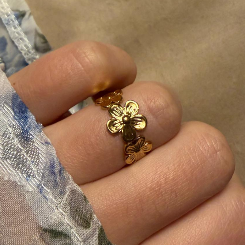 Blüten gold – Edelstahl-Ring