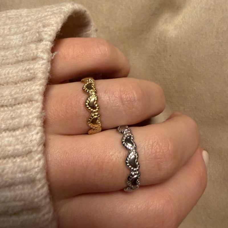Herzen gold - Edelstahl-Ring – Bild 3