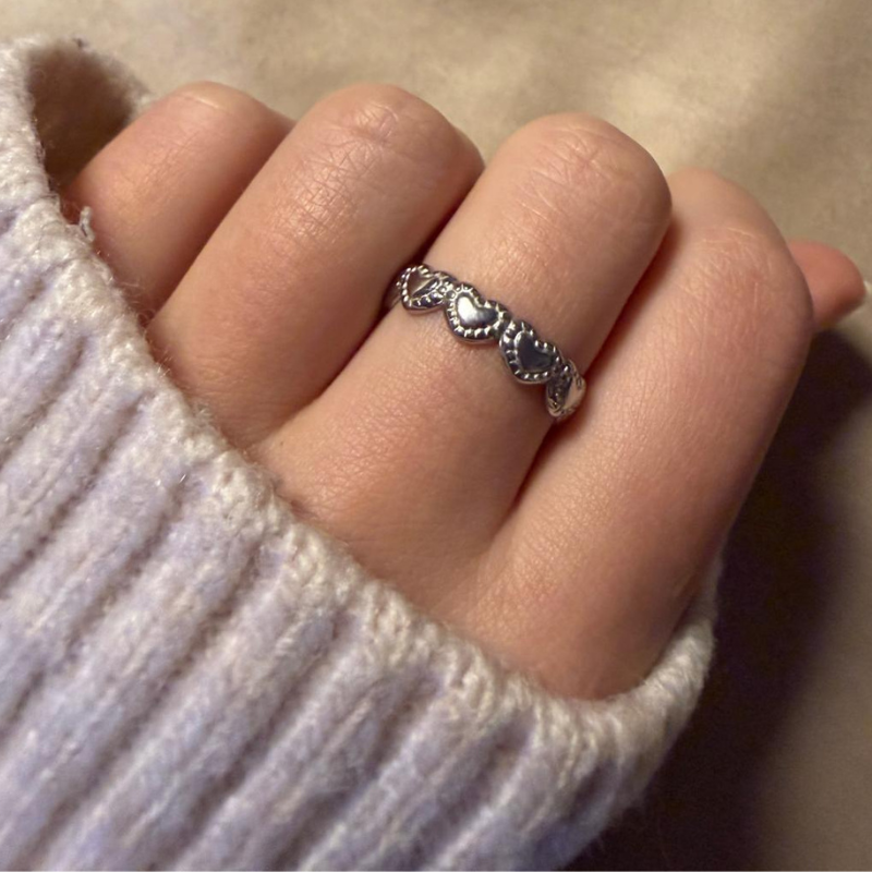 Herzen silber – Edelstahl-Ring