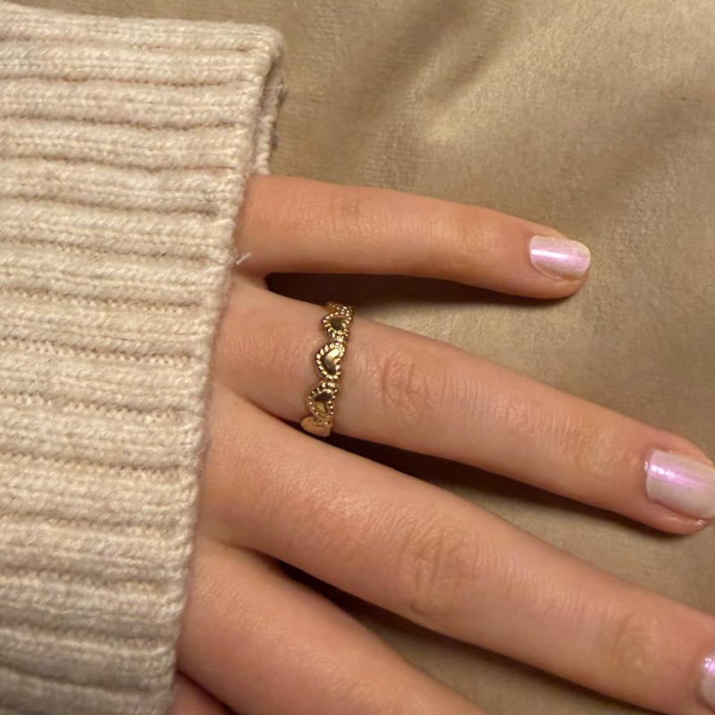 Herzen gold - Edelstahl-Ring – Bild 6