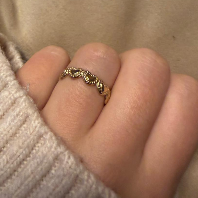 Herzen gold - Edelstahl-Ring – Bild 4