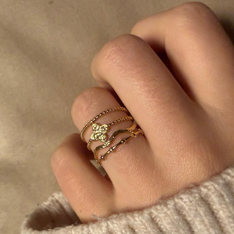 Quattro Blume gold – Edelstahl-Ring