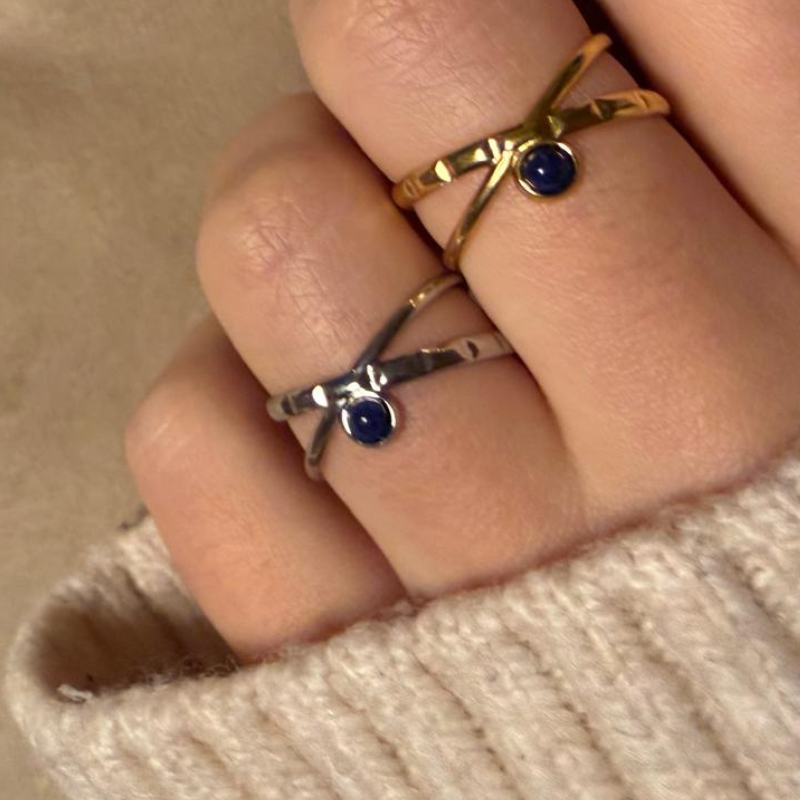 Duo blue silber – Edelstahl-Ring