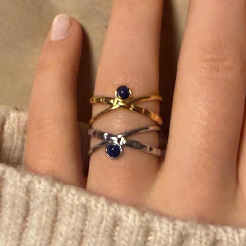 Duo blue gold – Edelstahl-Ring