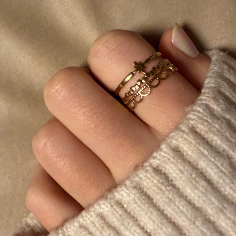 Trio Stern gold - Edelstahl-Ring – Bild 3