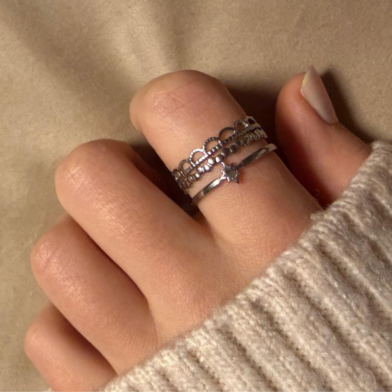 Trio Stern silber – Edelstahl-Ring