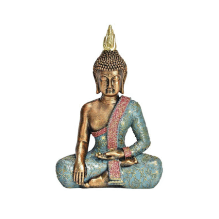 Buddha sitzend türkis-gold