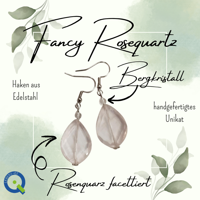 Stein Ohrhaken – Fancy Rosequartz