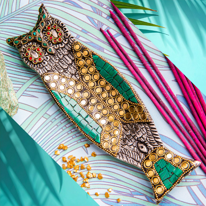 Metall-Räucherstäbchenhalter Eule