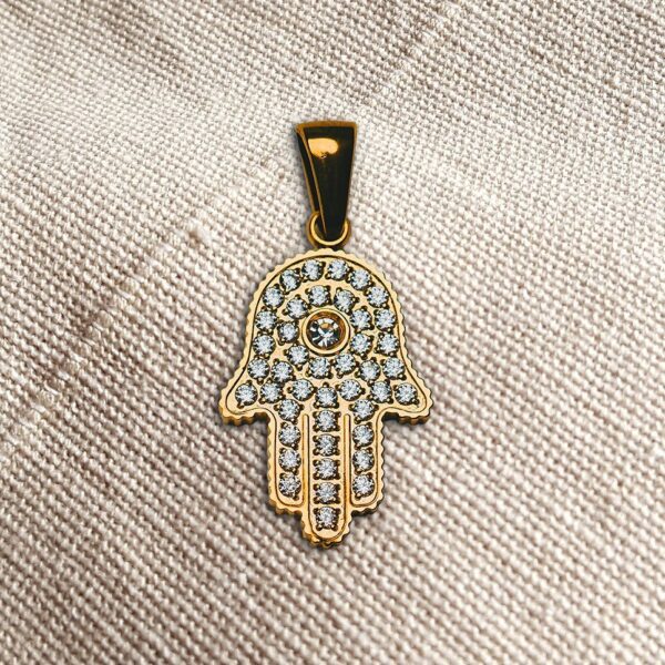 Hamsa Anhänger - vergoldet – Bild 2
