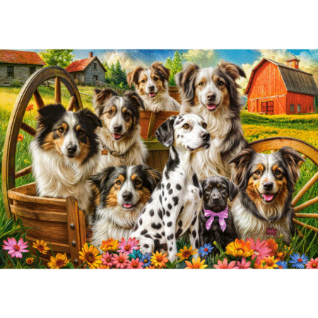 Happy Dogs In The Countryside - 1000 Teile Puzzle