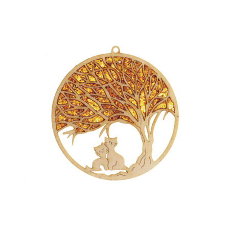 Bernstein Suncatcher Katzen mit Baum