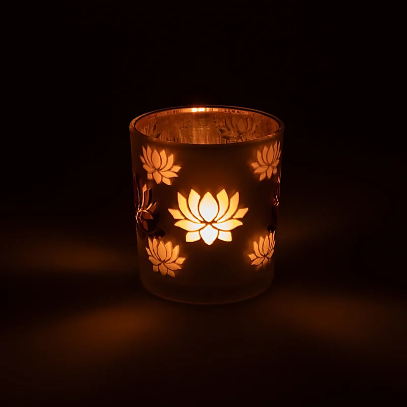 Lotus Teelichthalter gefrostet