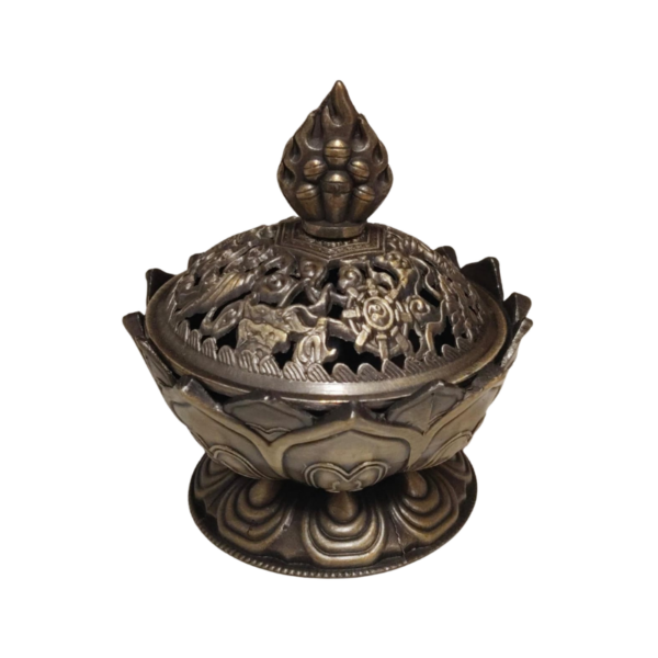Lotus Schale für Räucherstäbchen und Kegel bronzefarben