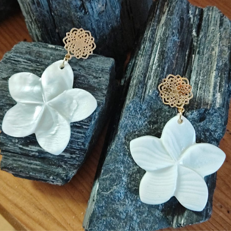 Mandala Edelstahl Ohrstecker gold mit Frangipani