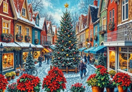 Christmas Town Square Shopping - 1000 Teile Puzzle